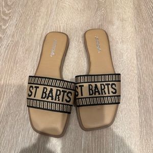 Soda Tan and Black Sandals Resort Style